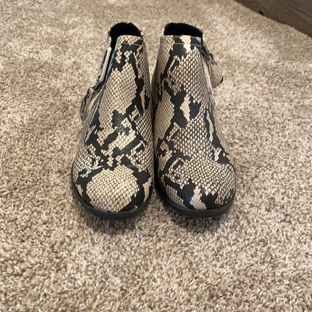 Snakeskin booties
